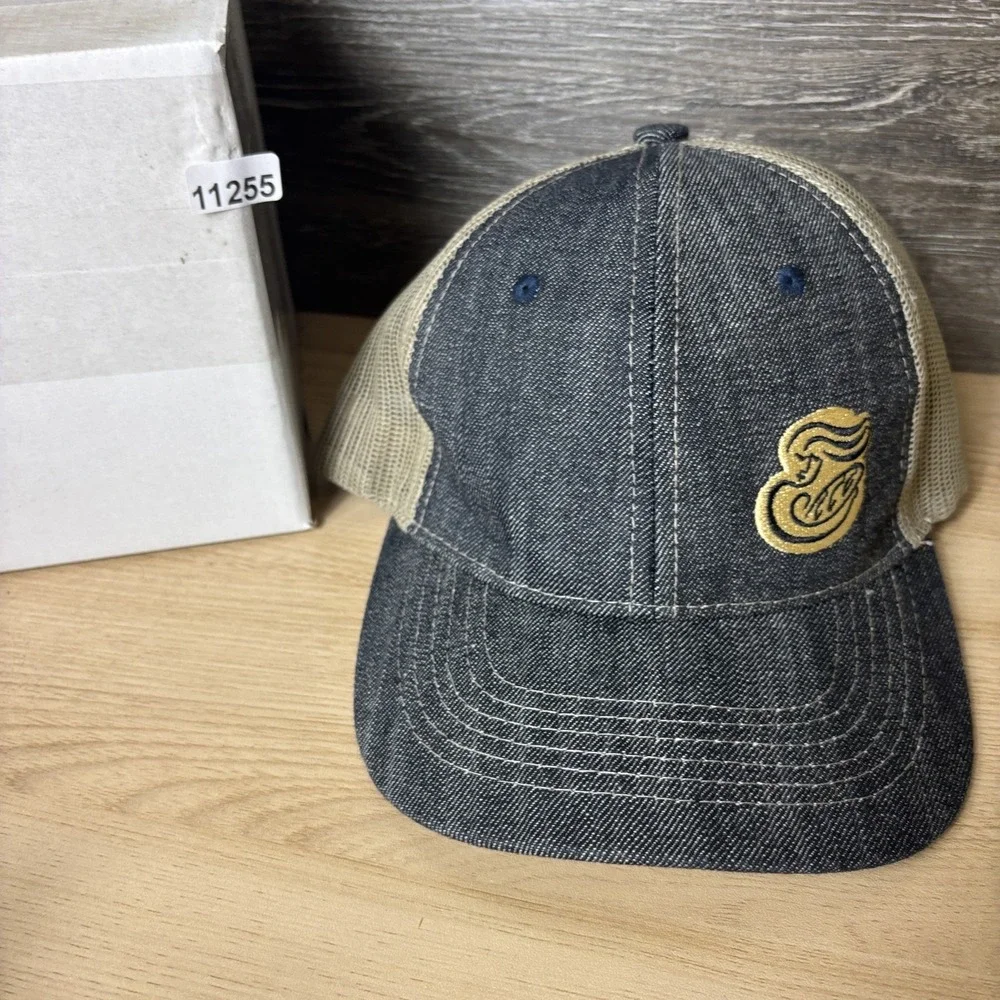Panera Hat Cap Strap Back Blue Denim Mesh Trucker Embroidered Patch Adjustable